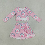 GLD1601   baby girl clothes castle print toddler girl yoga skirt outfit