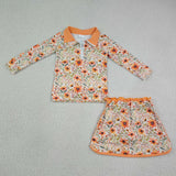 GLD1606  baby girl clothes flower print toddler girl skirt outfit