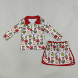 GLD1608  baby girl clothes cartoon print toddler girl skirt outfit