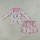 GLD1609  baby girl clothes cartoon print toddler girl skirt outfit