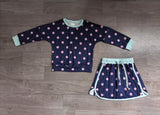 Sampele GLD1762 Dots Navy Long Sleeves Girls Skorts outfits