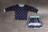 Sampele GLD1762 Dots Navy Long Sleeves Girls Skorts outfits