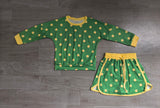 Sampele GLD1764 Dots green yellow Long Sleeves Girls Skorts outfits