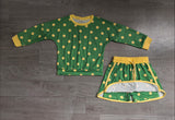 Sampele GLD1764 Dots green yellow Long Sleeves Girls Skorts outfits