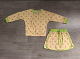 Sampele GLD1766 Dots pink yellow Long Sleeves Girls Skorts outfits