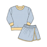 9.7 Pre-order girls plaid long sleeve skorts outfits yoga