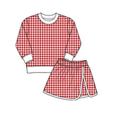 9.7 Pre-order girls plaid long sleeve skorts outfits yoga