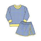 9.7 Pre-order girls plaid long sleeve skorts outfits yoga