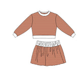 9.7 Pre-order girls stripe long sleeve skorts outfits yoga