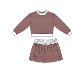 9.7 Pre-order girls stripe long sleeve skorts outfits yoga