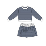 9.7 Pre-order girls stripe long sleeve skorts outfits yoga