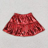 GLK0041  baby girls clothes shiny leather red girl summer skirt