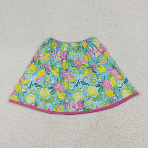 GLK0100  baby girls clothes Lemons girl shots skirt