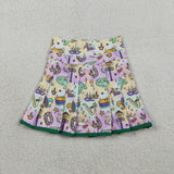 GLK0163   baby girls clothes mardi gras print girl  yoga shots skirt