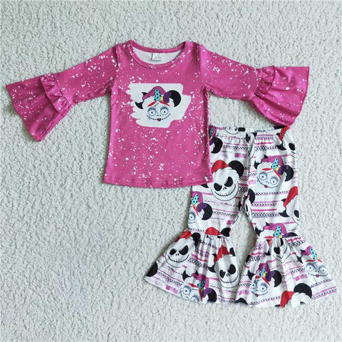 Promotion $5.5/set pink long sleeve shirt and green pants girls outfits