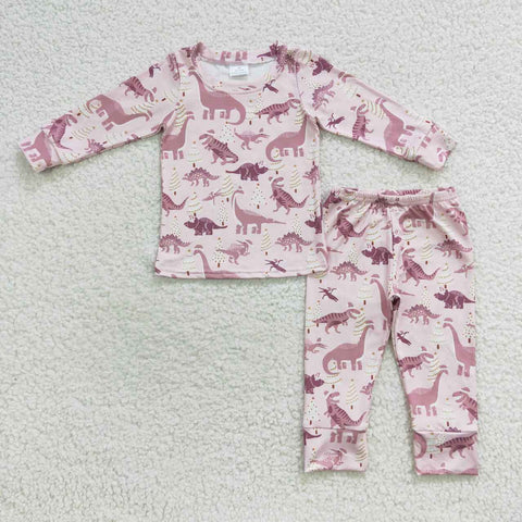 Girl dinosaur christmas pink outfit