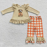 Fall toddler embroidery halloween 2pcs outfit