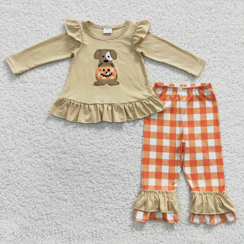 Fall toddler embroidery halloween 2pcs outfit