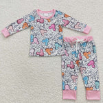 Cute cartoon toddler kids long sleeve lounge set