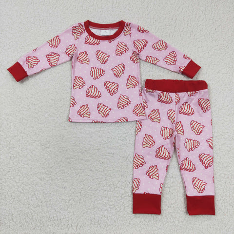 Kids girls christmas tree pink dotted lounge set