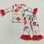 Girl toddler farm animals lounge outfit