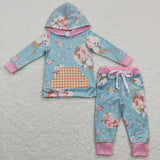Floral girls long sleeve winter hooded outfit