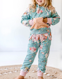 Floral girls long sleeve winter hooded outfit