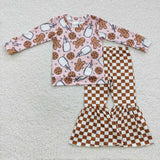 Girl cookies ginger pink top checkered bell bottom outfit