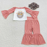 Fall vibes pumpkin smiley girl long sleeve outfit with headband