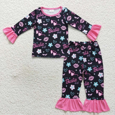 Kids barbie girl lip flowers valentine's outfit