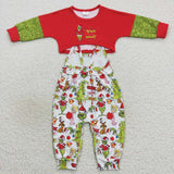 Girl christmas ginch & animal red romper set