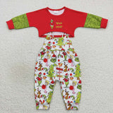 Girl christmas ginch & animal red romper set