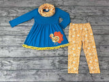 GLP0720 thanksgiving turkey long sleeve shirt and pants girls outfits