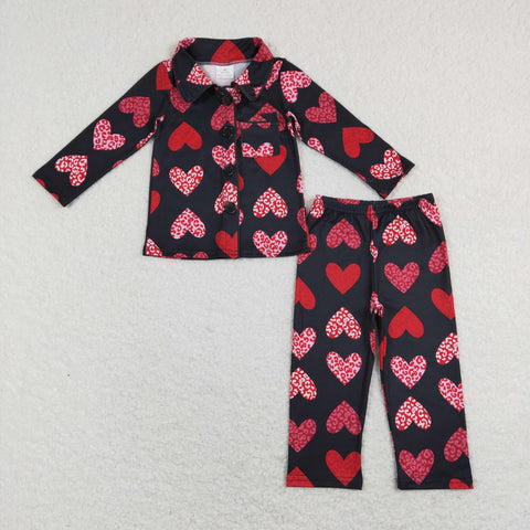 GLP1136 baby girl clothes heart girl valentines day pajamas set toddler valentines day clothes