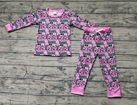 GLP1183 pre-order toddler girl clothes leopard print pumpkin girl winter pajamas outfit-2024.5.21