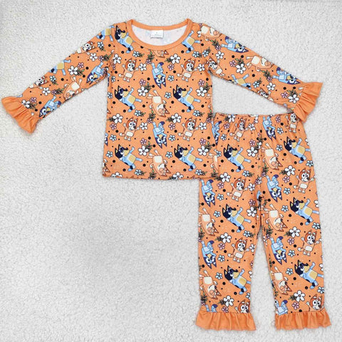 GLP1184  toddler girl clothes cartoon dog girl winter pajamas outfit