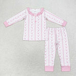 GLP1212    toddler girl clothes bow tie girl winter pajamas set