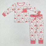 GLP1213 Bamboo  toddler girl clothes santa Claus girl christmas winter pajamas set