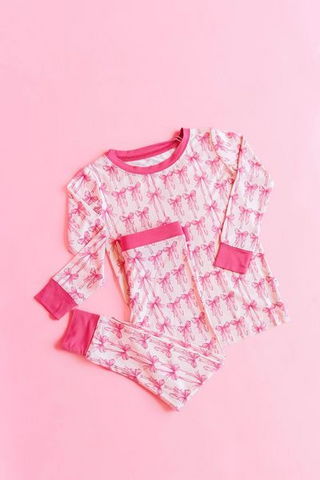 GLP1214 pre-order  toddler girl clothes bow tie girl  winter pajamas set 2024.6.7