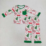 GLP1229  toddler girl clothes xmas tree girl christmas winter pajamas outfit