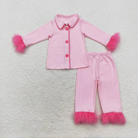 GLP1255   toddler girl clothes pink girl winter pajamas outfit