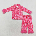 GLP1257   toddler girl clothes hot pink girl winter pajamas outfit