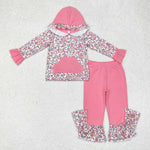 GLP1285   toddler girl clothes ruffles floral hoodies girl winter outfit