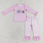 GLP1300    toddler girl clothes pink believe pocket girl winter outfit