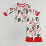 GLP1321 Bamboo toddler girl clothes tree girl christmas pajamas set