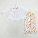 GLP1378    toddler girl clothes embroidery pumpkin girl thanksgiving winter set