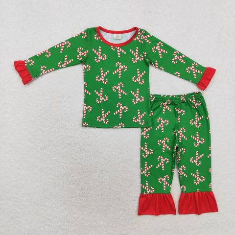 GLP1387 Bamboo toddler girl clothes crutch girl winter christmas pajamas set