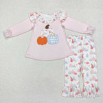 GLP1409    toddler girl clothes embroidery pumpkin girl thanksgiving winter set