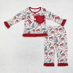 GLP1414 Bamboo toddler girl clothes santa girl winter christmas pajamas set