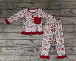 GLP1414 pre-order  toddler girl clothes santa girl winter christmas pajamas set-2024.7.11